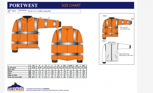 Jacheta respirabila Hi-Vis 7-in-1, portocaliu, regular, Traffic, Portwest
